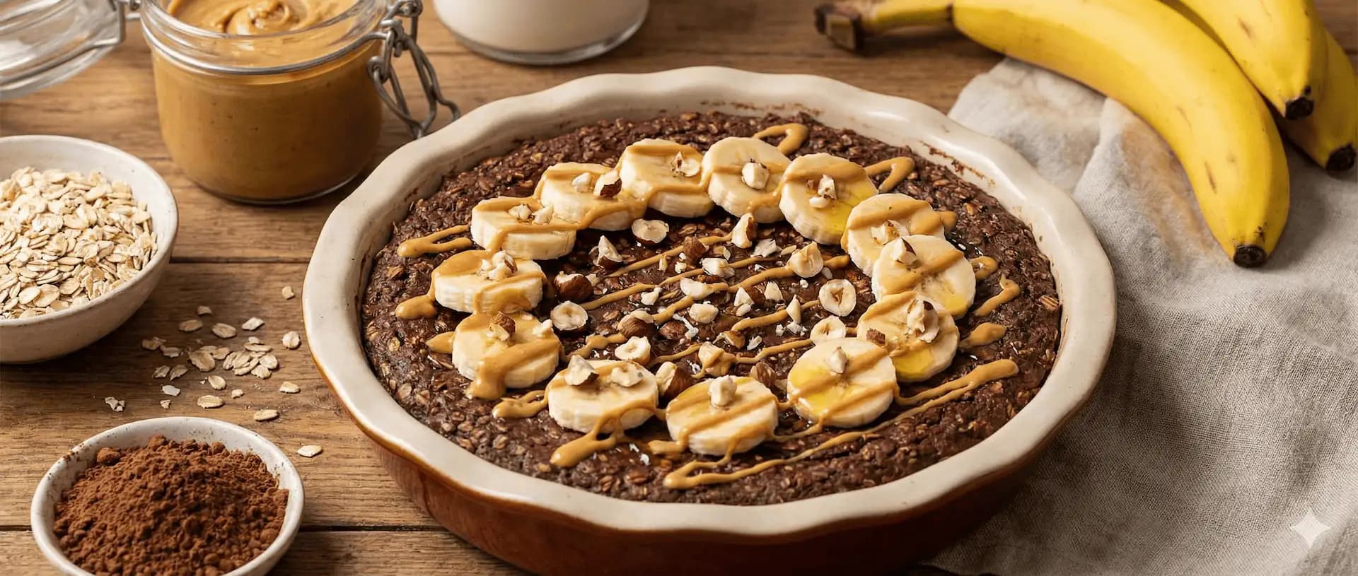 Σοκολατένια κουακερόπιτα με μπανάνα και φυστικοβούτυρο